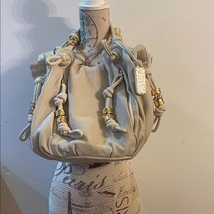 Michael Kors Cream Shoulder Bag with Gold Accents